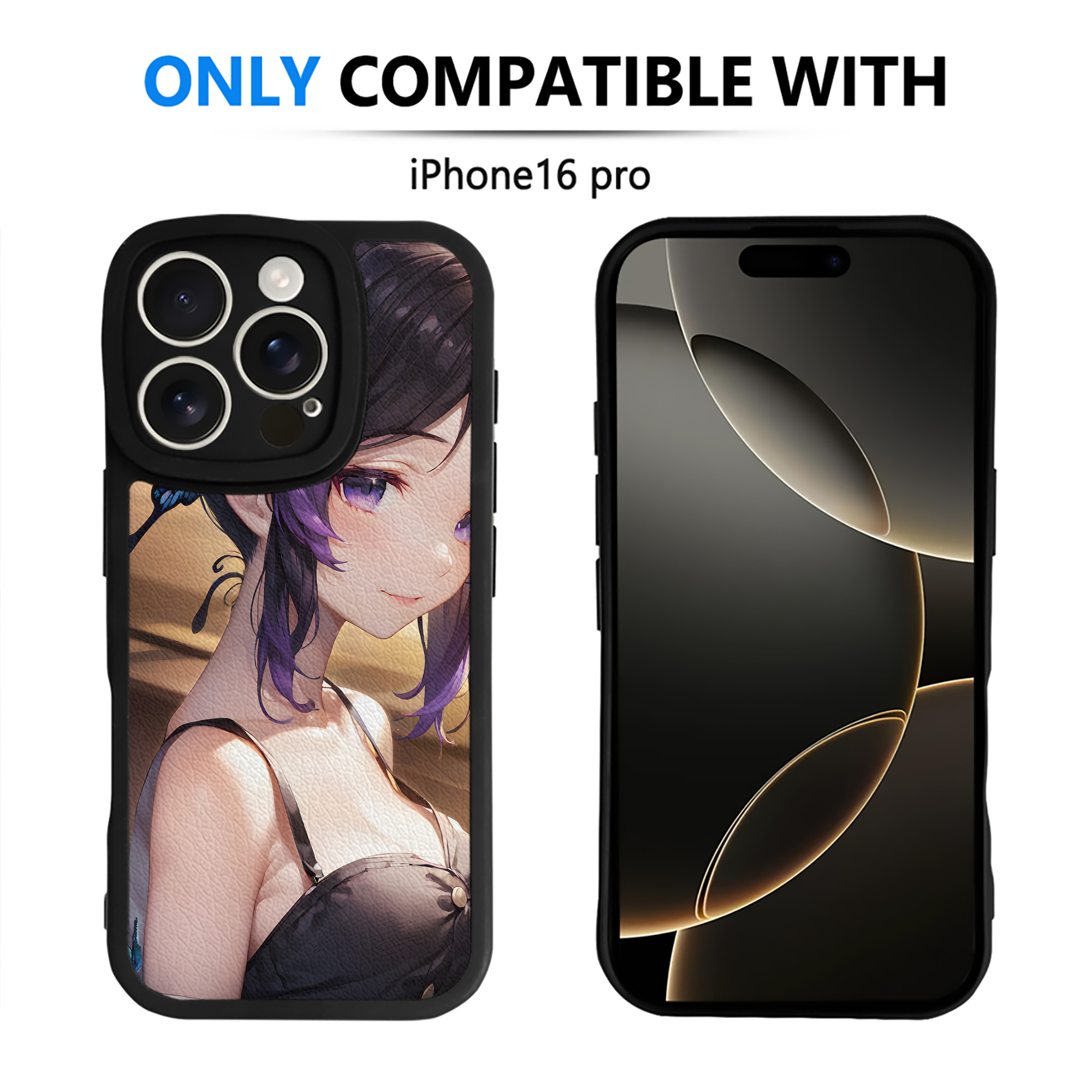 （画像用） 鬼滅の刃（きめつのやいば）蟲柱-胡蝶 しのぶ／こちょう しのぶ Kochou Shinobu 【iPhone 16シリーズ対応】シリコンスマホケース（レザー調） 材質：シリコン